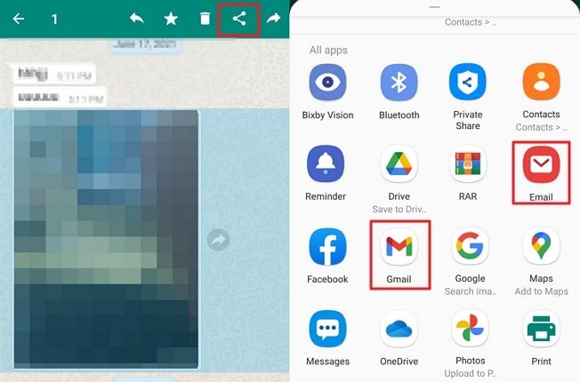 Android手机發送WhatsApp相片到郵件