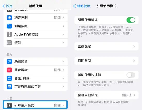 iPhone引導使用模式