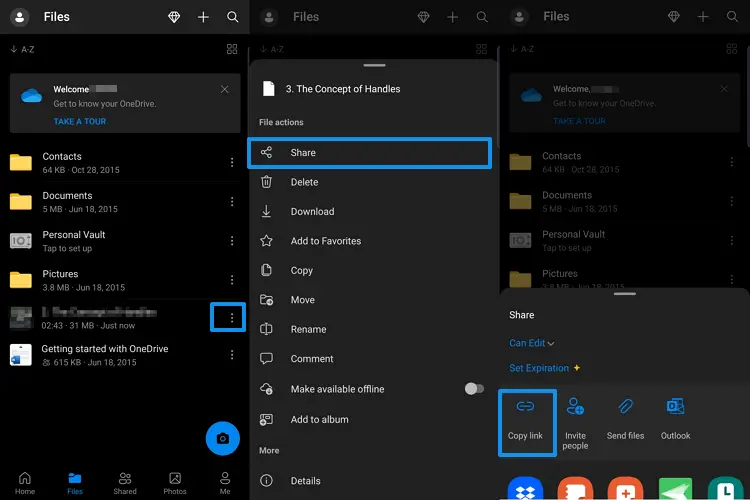 用onedrive分享文件
